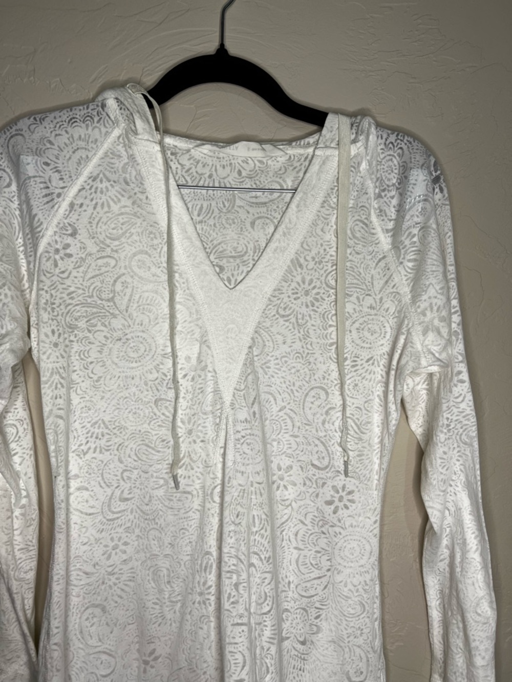 Athleta Burnout Riveria 2 White Tunic Hooded Top - Picture 4 of 12